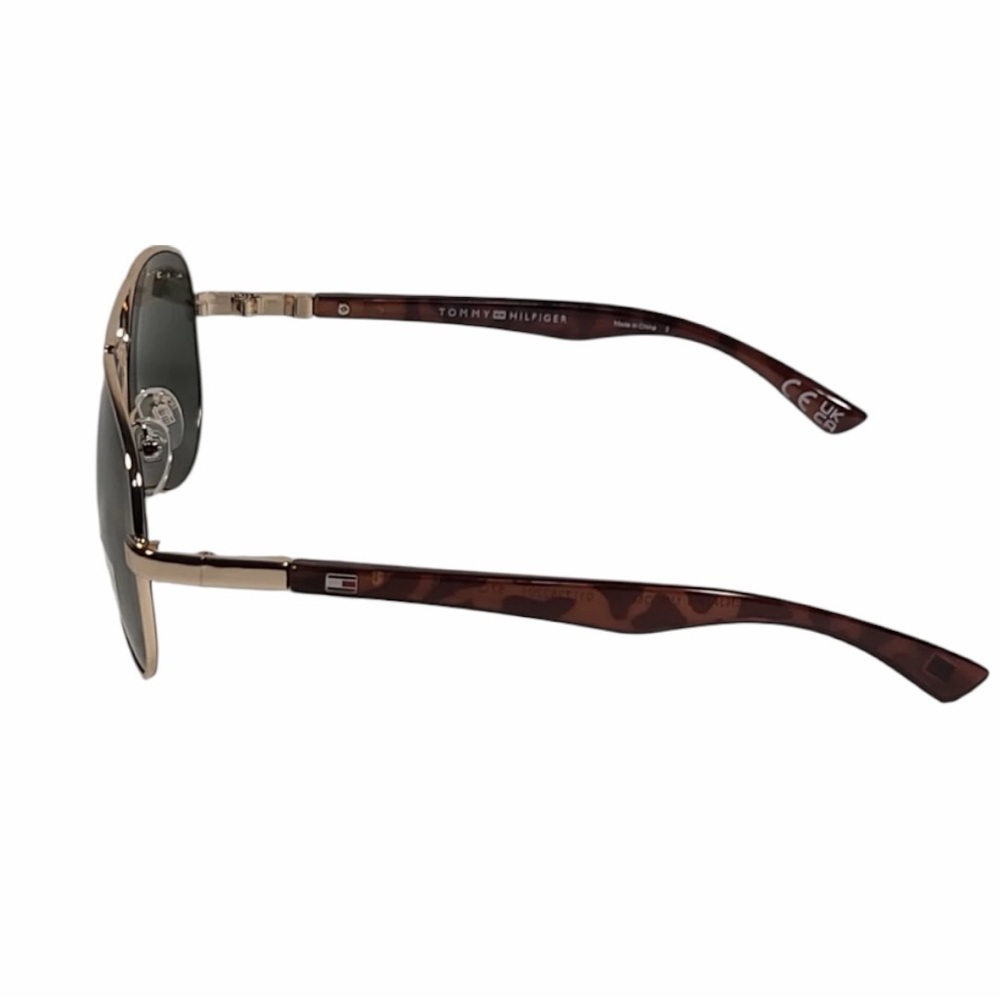 Tommy Hilfiger Benjamin Aviator Sunglasses Brown Tortoise Frame Gold Mirror Lens - Picture 4 of 6